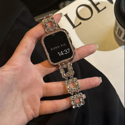 Stainless Steel Bracelet With Rhinestones Case For Apple Watch
