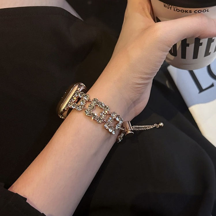 Stainless Steel Bracelet With Rhinestones Case For Apple Watch