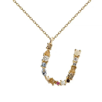 Multi Gemstone Alphabet Necklace
