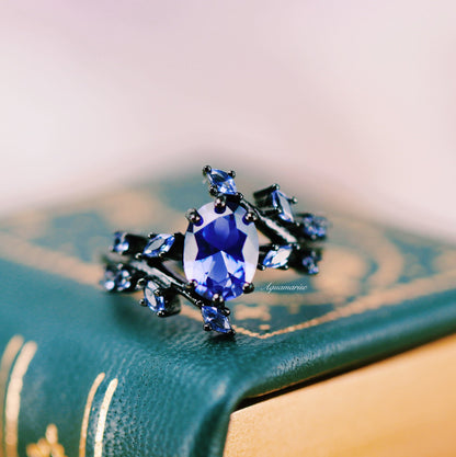 Cornflower Sapphire & Orion Nebula Couples Ring