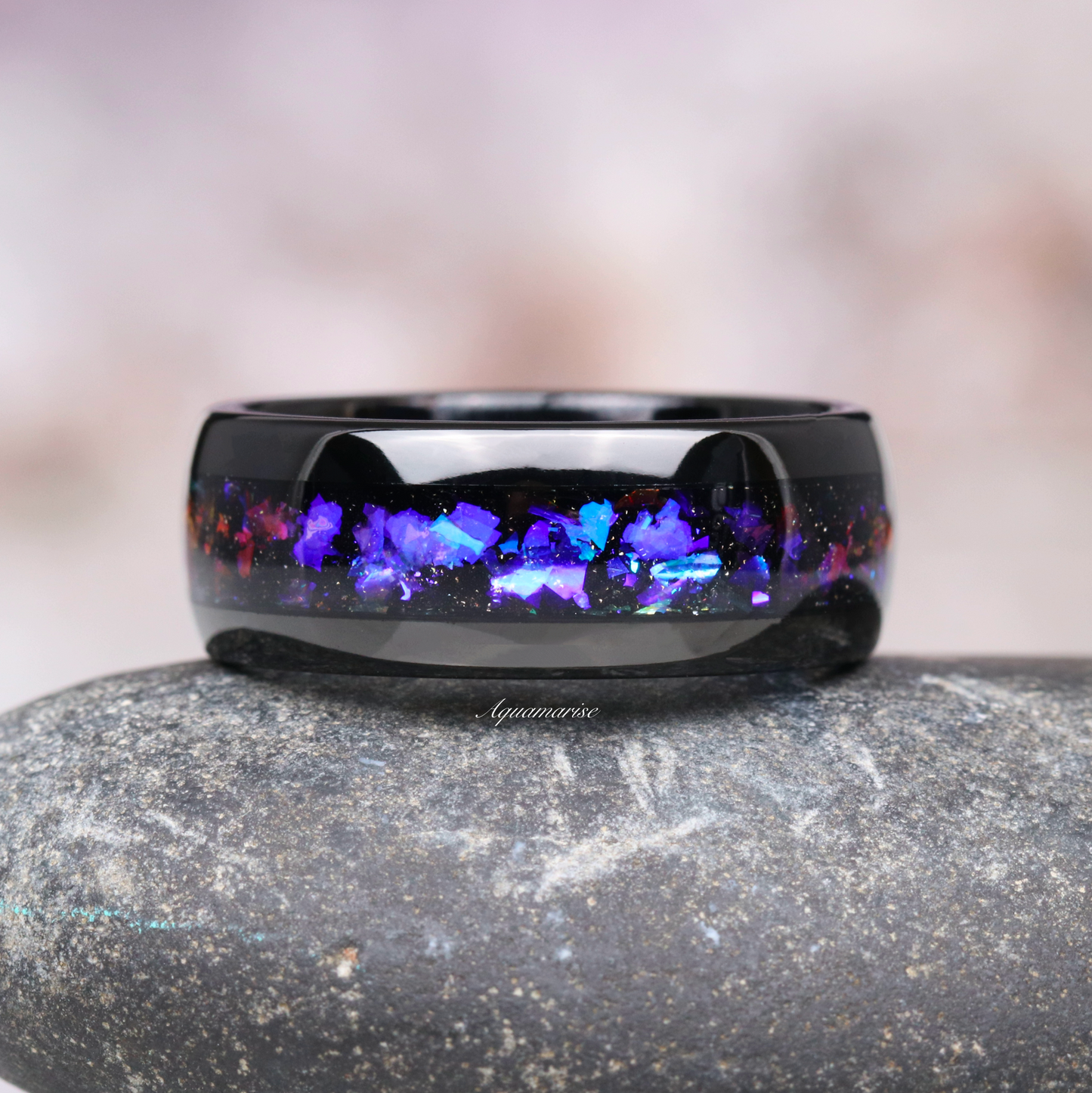 Cornflower Sapphire & Orion Nebula Couples Ring