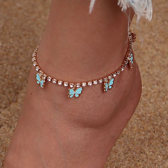 🦋Butterfly Anklets Rhinestone Tennis Chain