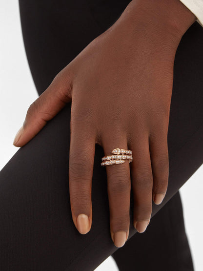 SERPENTES FULL PAVÉ TWO-COIL RING IN WHITE GOLD