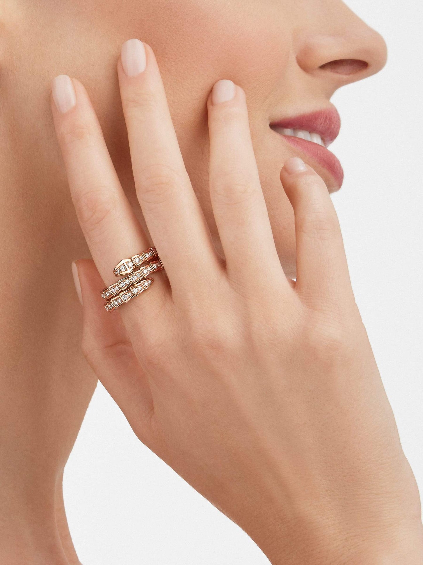 SERPENTES FULL PAVÉ TWO-COIL RING IN WHITE GOLD