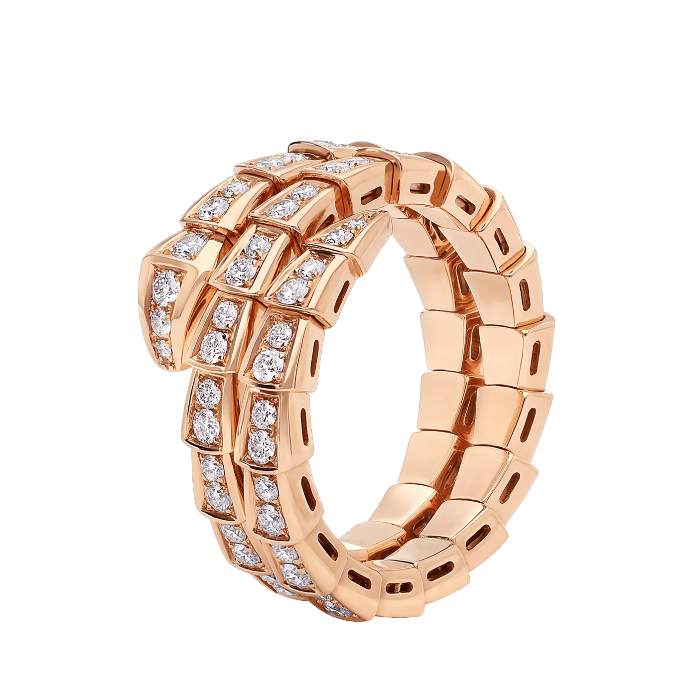 SERPENTES FULL PAVÉ TWO-COIL RING IN WHITE GOLD