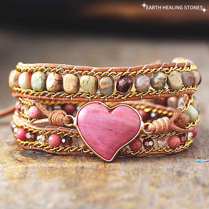 PURE LOVE RHODONITE WRAP BRACELET