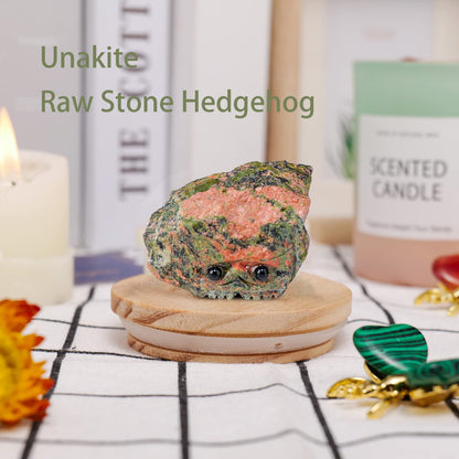 Natural Healing Gemstone Raw Crystal Stone Hedgehog Carving Crafts Decoration
