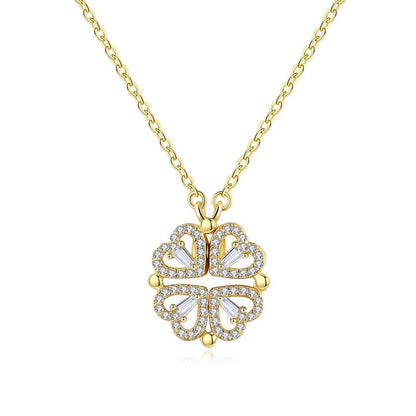 Lucky Four Leaf Clover Heart Necklace