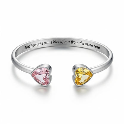 For Friend - Custom Double Heart Birthstones Bracelet