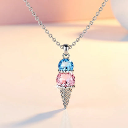 For Granddaughter- Custom Sweet Ice Cream Birthstones Necklace