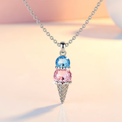 Mother's  Sweet Ice Cream Custom Birthstones Necklace