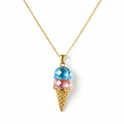 For Granddaughter- Custom Sweet Ice Cream Birthstones Necklace