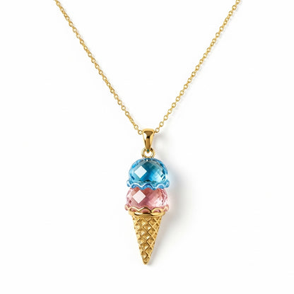 For Friend- Custom Sweet Ice Cream Birthstones Necklace