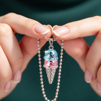 Mother's  Sweet Ice Cream Custom Birthstones Necklace