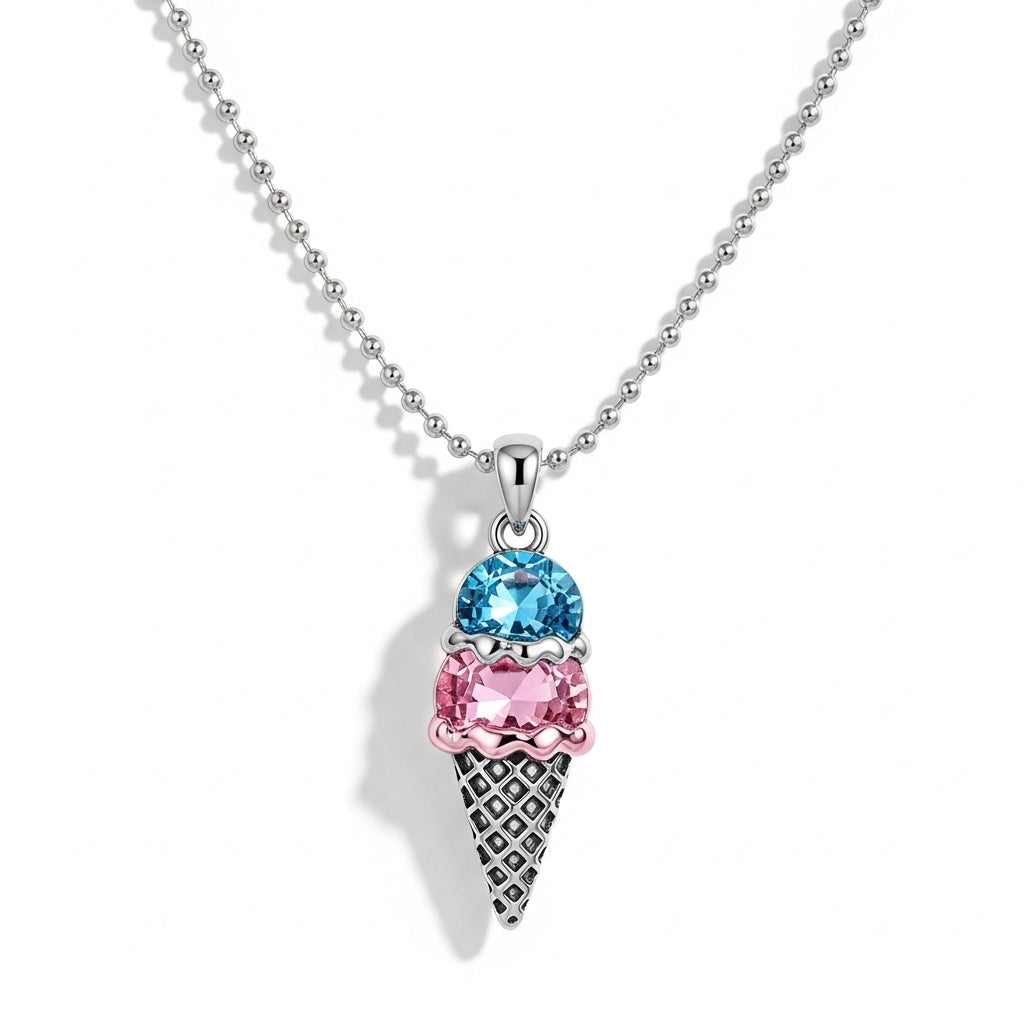 Mother's  Sweet Ice Cream Custom Birthstones Necklace