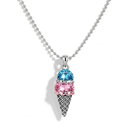 Mother's  Sweet Ice Cream Custom Birthstones Necklace