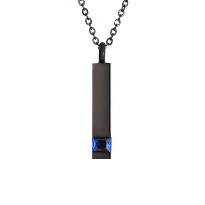 Crystal Urn Jewelry Cube Engravable Necklace - Black Birthstone Series