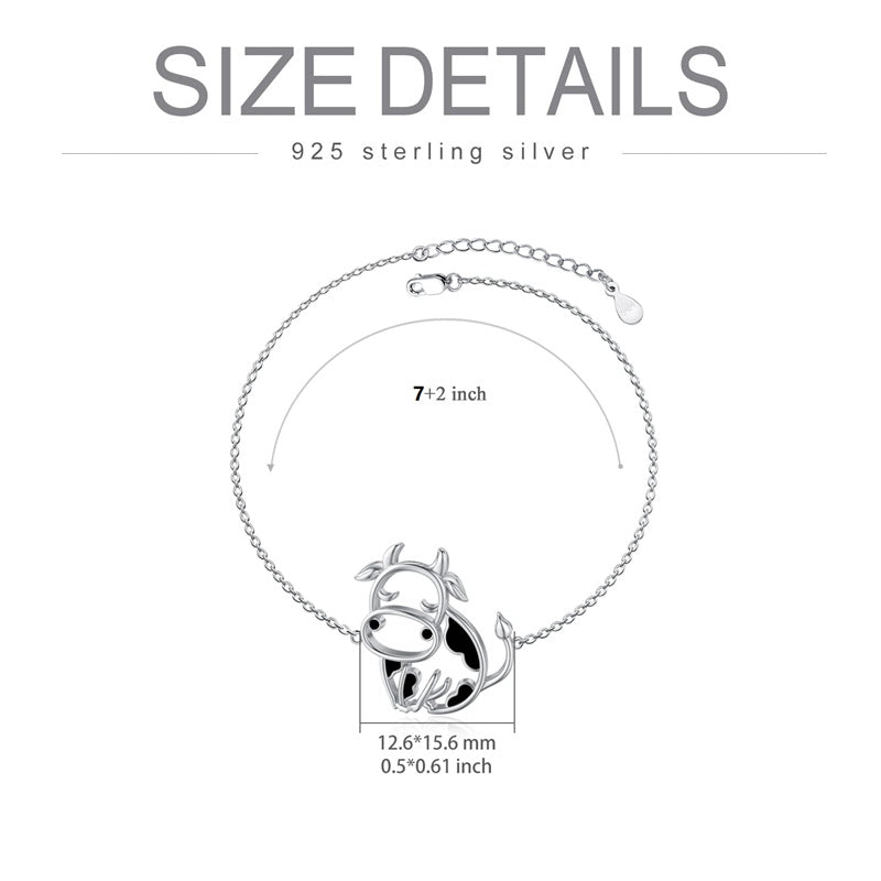 Cow Gifts Sterling Silver Cow Lover Gifts Cow Mom Gifts Cow Themed Gifts Cow Bracelet for Women Girl