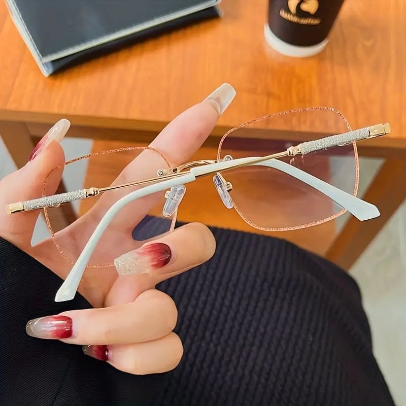 Diamonds anti -blue old flower leather glasses