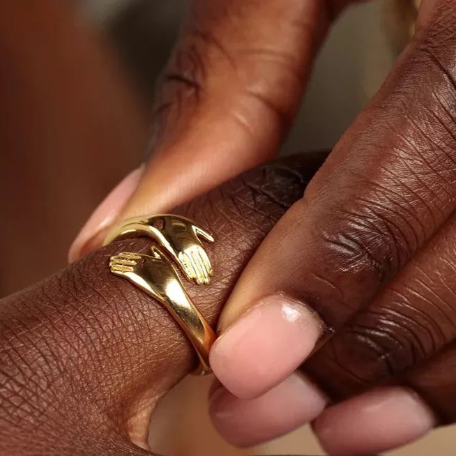 Hug Ring - Couple Love Hugging Hand Stackable Ring