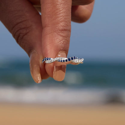 Personalized Wavy Birthstone Promise Ring - Gift For Loved Ones