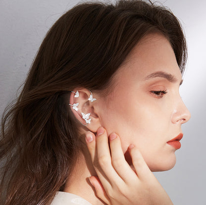 Shiny Zircon Butterfly Ear Clips