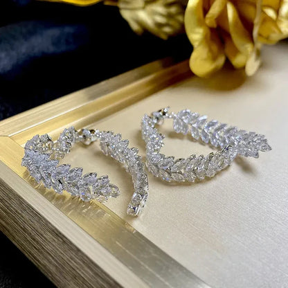 18K Gold-Plated Exquisite Crystal Heart Wheat Earrings