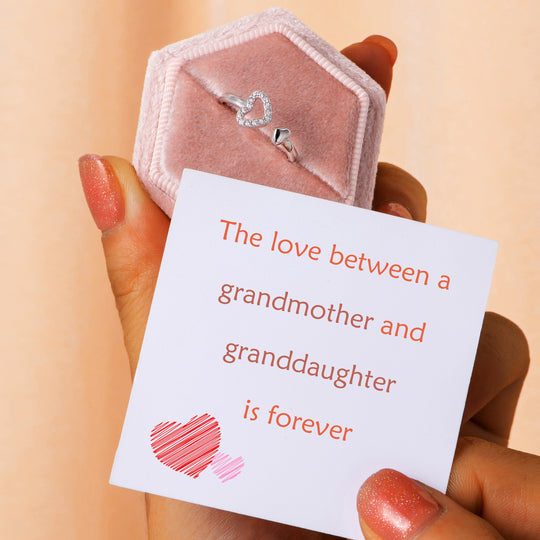 "THE LOVE BETWEEN A GRANDMOTHER AND GRANDDAUGHTER IS FOREVER" S925 STERLING SILVER FREE ADJUSTABLE RING