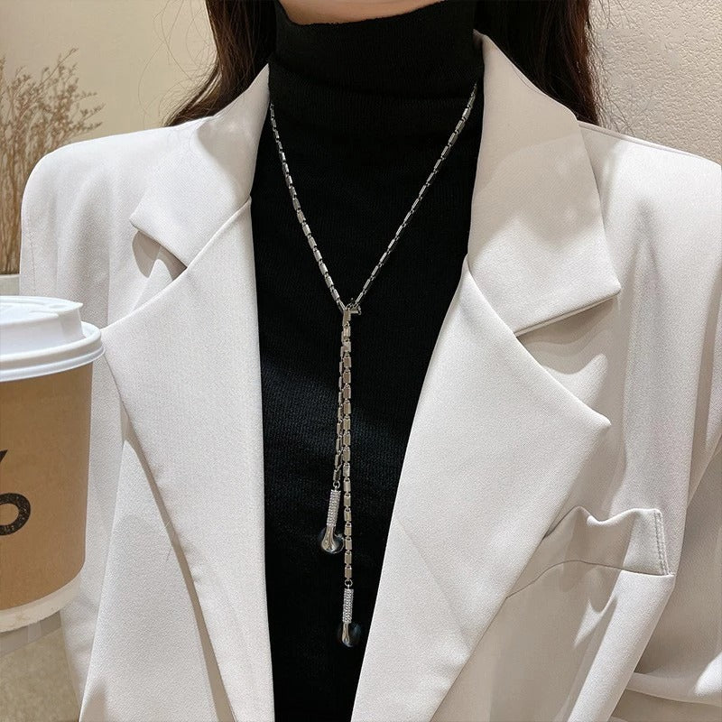 Shiny Zircon Slightly Inlaid Earphone Necklace