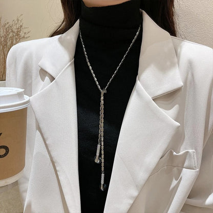 Shiny Zircon Slightly Inlaid Earphone Necklace