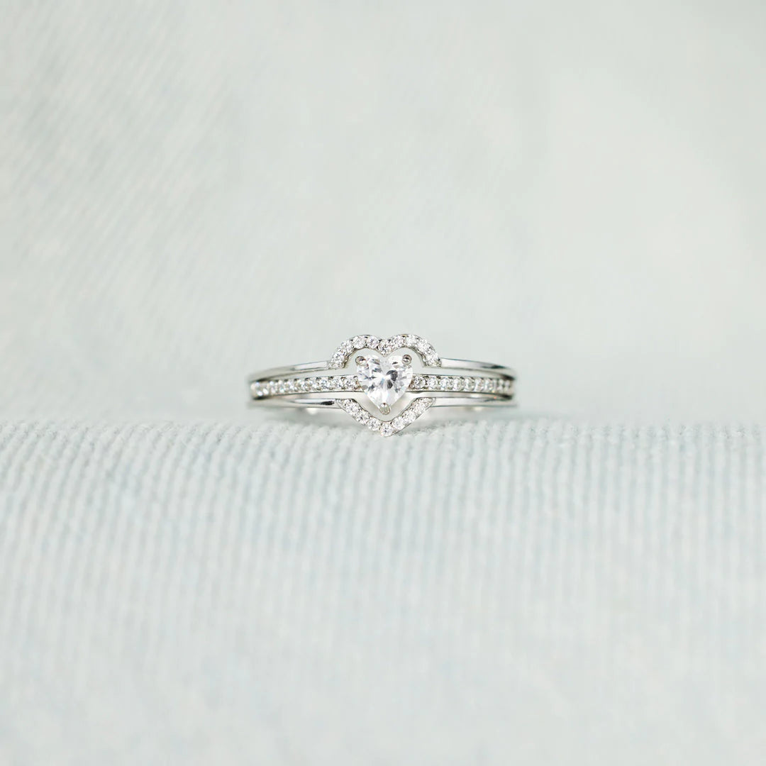 My Heart's First Home Layered Heart Ring