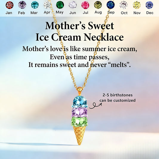 Mother's  Sweet Ice Cream Custom Birthstones Necklace