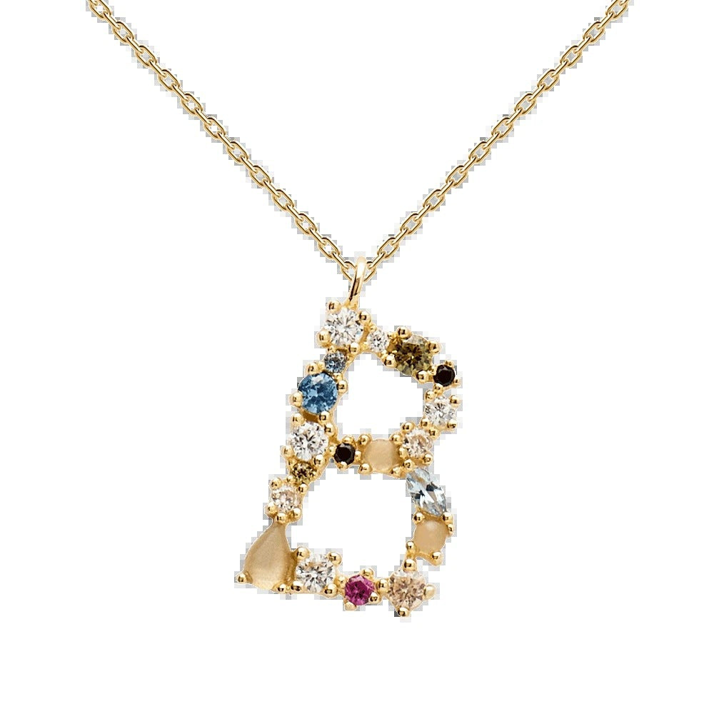 Multi Gemstone Alphabet Necklace