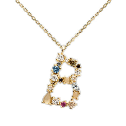 Multi Gemstone Alphabet Necklace
