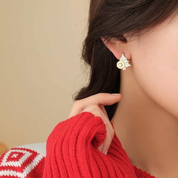 Rotatable Snowflake Christmas Tree Earrings