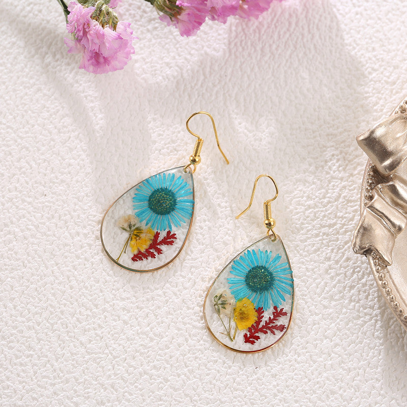 Water Drop Daisy Flower Earrings