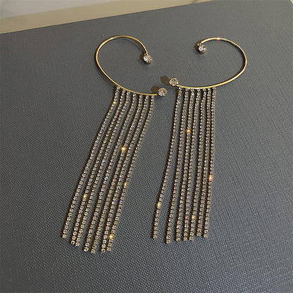 Butterfly Tassel Shiny Zircon Ear Cuffs