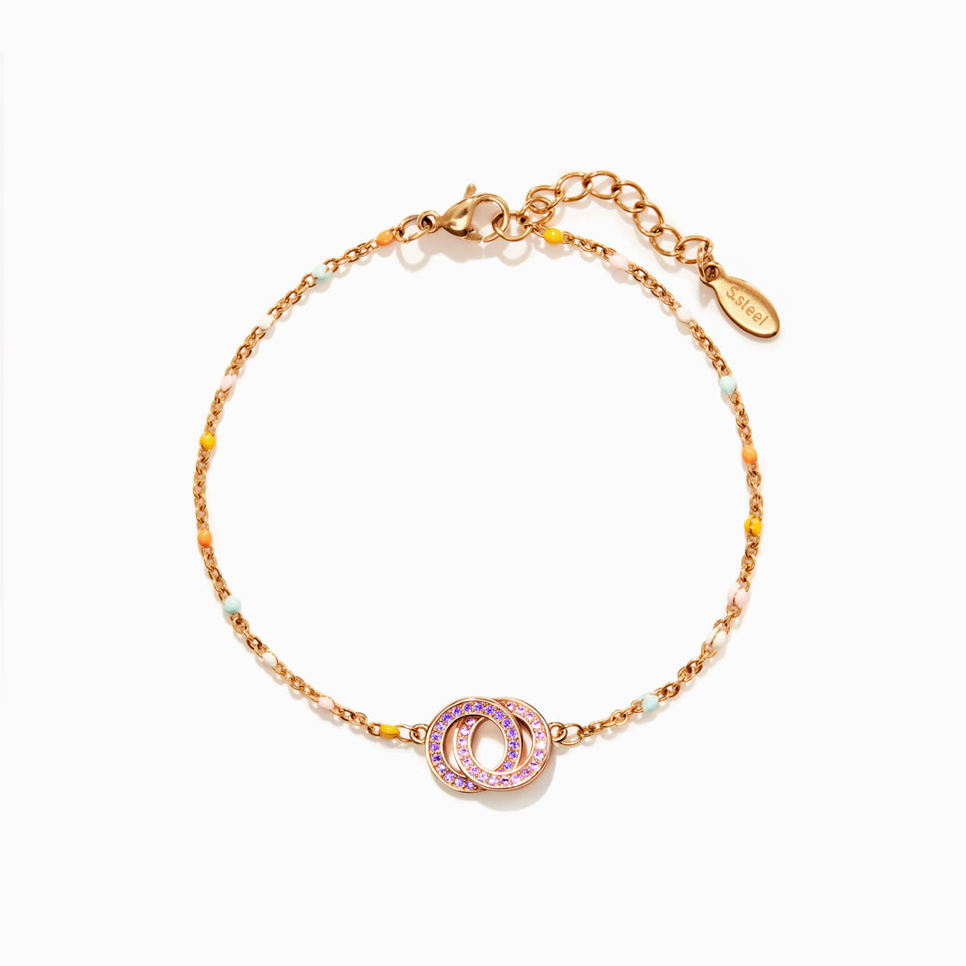 Mother & Daughter Dainty Chain Linking Circles Bracelet - S925 Silver