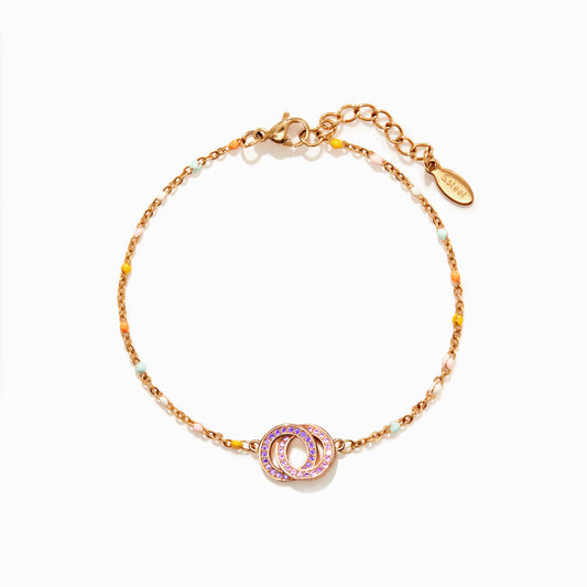 Mother & Daughter Dainty Chain Linking Circles Bracelet - S925 Silver