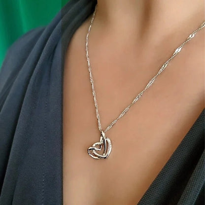 Interlocking Heart Necklace - Mother & Daughter Forever Linked Together