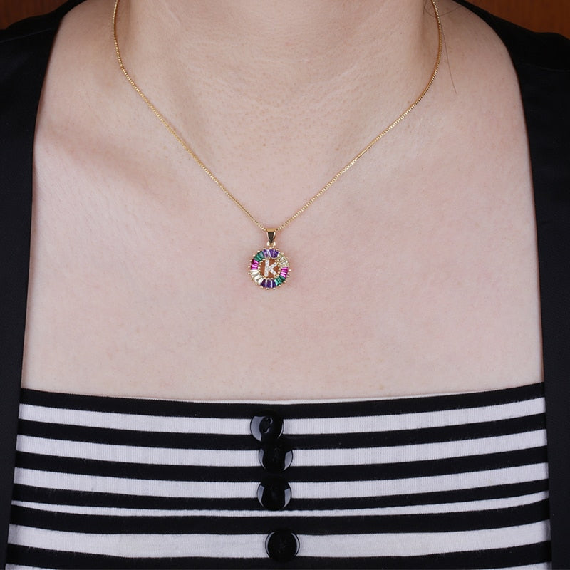 THE BEST GIFT - RAINBOW INITIAL LETTERS PENDANT NECKLACE