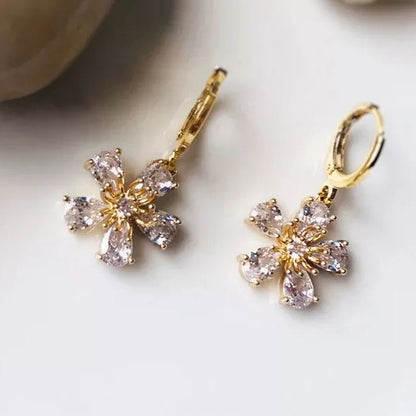 Garnet Flower Dangle Birthstone Earrings | Gift for Her