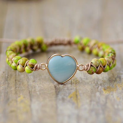 Handmade Natural Stone Heart Bracelet
