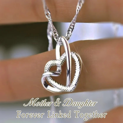 Interlocking Heart Necklace - Mother & Daughter Forever Linked Together