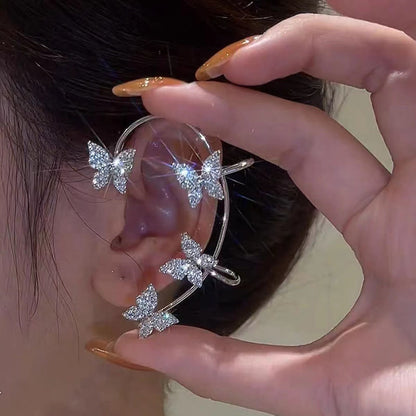 Butterfly Tassel Shiny Zircon Ear Cuffs