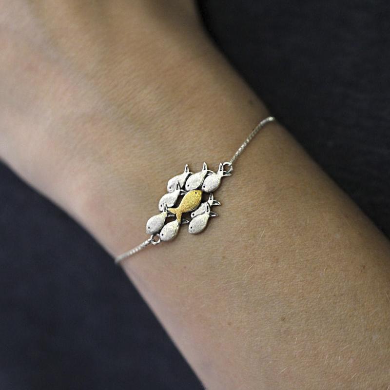 925 Silver Fish Bracelet Fish Necklace Fish Anklet Swimming Upstream  Jewelry Gift