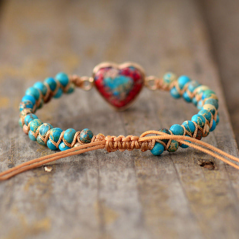 Handmade Natural Stone Heart Bracelet