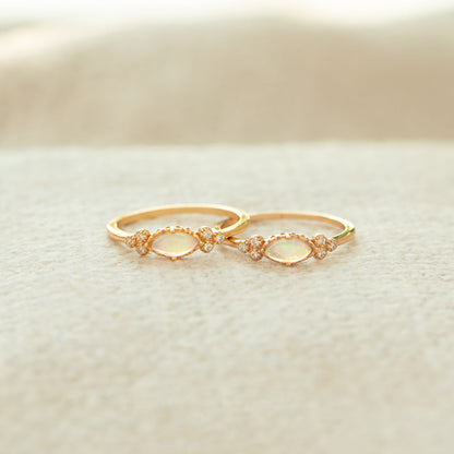 The Purest Love Matching Oval Cut Opal Ring
