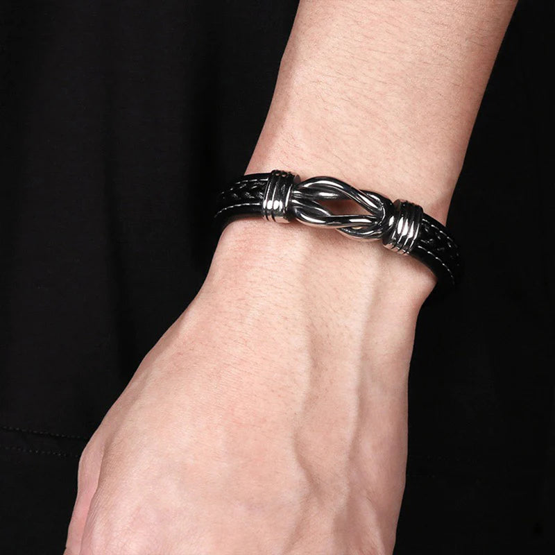 For Son - Mother & Son Forever Linked Together Black Knot Bracelet