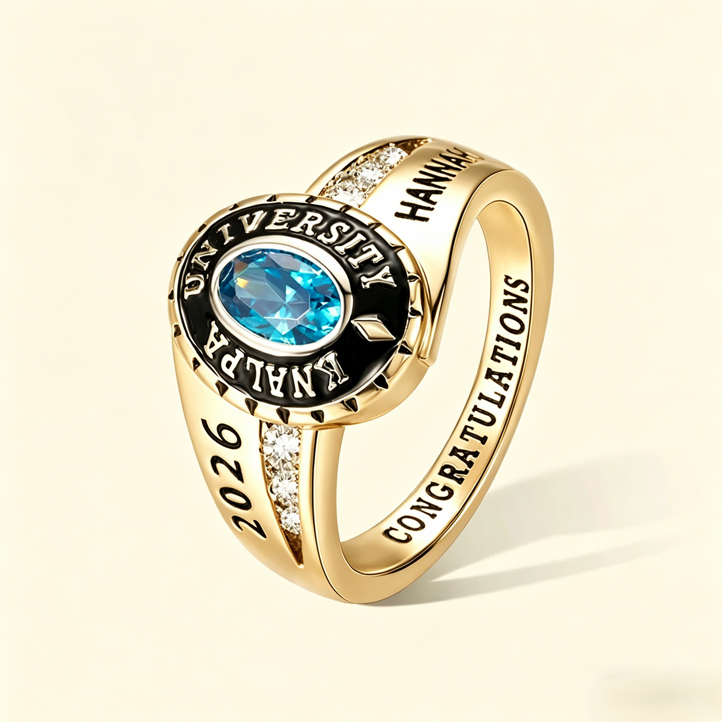 Personalized Engraved Birthstone Graduation Ring - Gifts for Graduates